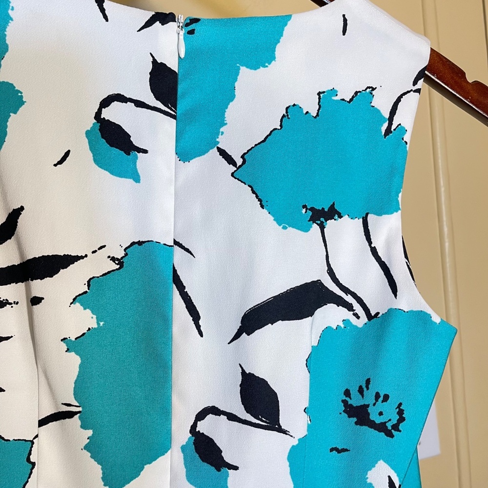 Dress Barn White Sheath Dress with Teal Floral Print - Picture 10 of 11